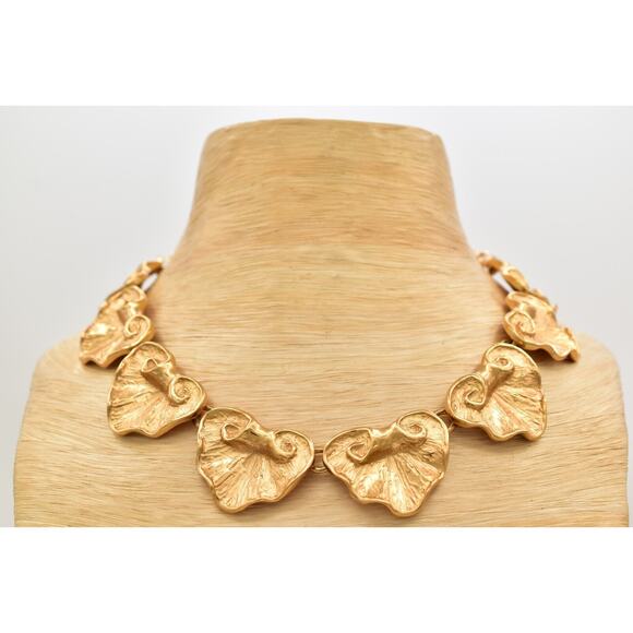 YSL Goosens Vintage Collar Necklace Brushed Gold Chunky Numbered Signed Bin7B - Picture 2 of 12